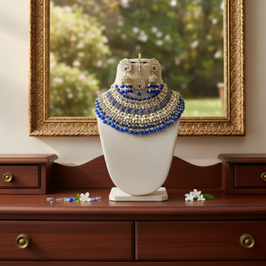 Jewelemarket 12741801BLU Fine Jewelry <b>Set</b> Gold-Plated Mirror and <b>Beads</b> Necklace - Product Image 3