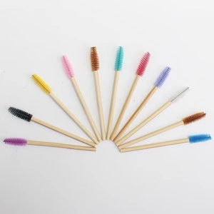 50 brosses à mascara réutilisables en bambou, écologiques, portables, applicateurs de nettoyage pour cils, avec sac de rangement - Product Image 1