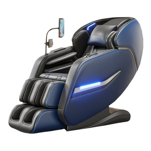Massage Chair SL Rail Dual Mechanism 31-60 Airbags Fully Automatic <b>Zero</b> Gravity Home Use PU Leather Blue White - Product Image 5