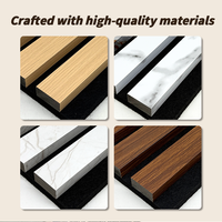 Panneaux muraux acoustiques en PVC à lattes de bois au design moderne, fibre de polyester noire, NRC 60%, imperméables, ignifuges, écologiques, pour salon