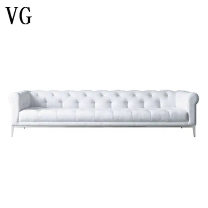 מודרני אלגנטי לבן תמציתי כפתור סלון ריהוט מודרני רדום ספת חתך ספה