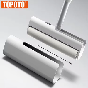 Topoto ลูกกลิ้งพลาสติกแบบพับได้พกพาได้ด้ามยาวกระดาษเหนียวนำกลับมาใช้ใหม่ได้แปรงทำความสะอาดพื้นกาวลูกกลิ้งผ้าสำลีขนาดใหญ่ - Product Image 6