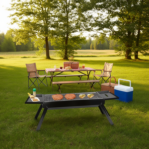 Parrilla portátil de carbón de acero inoxidable de 23 pulgadas, plegable, para acampar al aire libre, picnics y fiestas, para 3 a 5 personas - Product Image 2