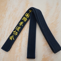 Ceinture de Taekwondo noire pour arts martiaux, légère, durable, broderie, logo personnalisé, ceintures à rayures de luxe pour l'entraînement