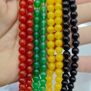 Wholesale 4-12mm Natural Round <strong>Black</strong> Yellow Green Red Agate Stone Loose Semi Gemstone <strong>Beads</strong> for Jewelry Making - Product Image 1