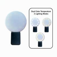 Lampe LED portable rechargeable à double température de couleur avec anneau lumineux pour selfie, à clipser sur téléphone portable et tablette