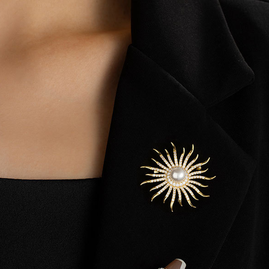 Sunflower Brooches For Women - Cubic Zirconia Flower Brooch Pin, Gold Or Silver, Rhinestone Floral Clip For Clothes, Lapel Jewelry