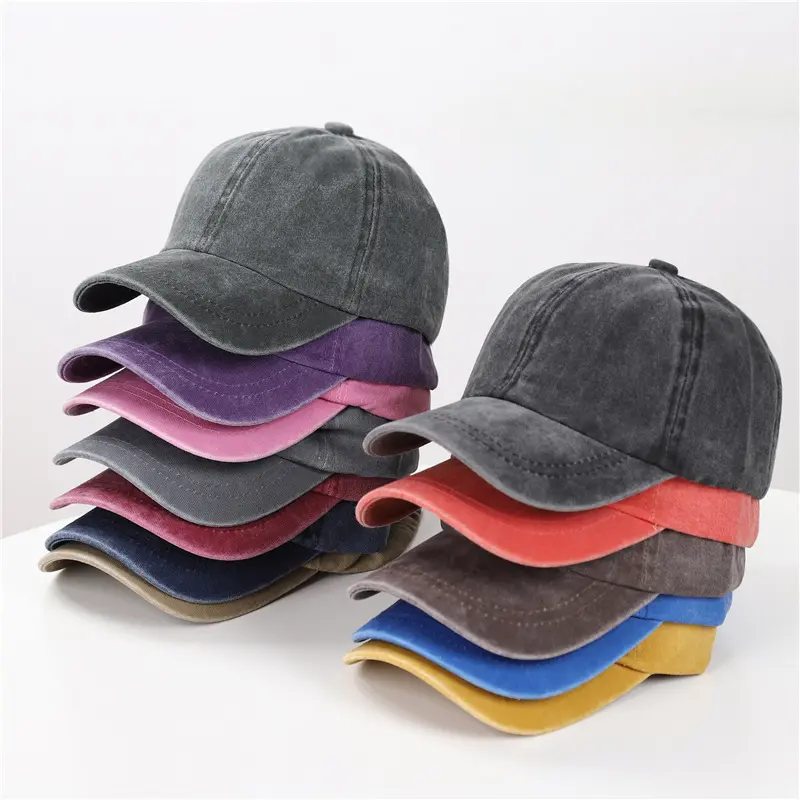 מותאם אישית בציר רטרו 6 פנל במצוקה אבן שטף 12 צבעים כותנה צ 'ינו ריק פעוטות בייסבול אבא כובע להתאים כובע עבור ילדים