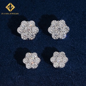 Luxury Sparkling 925 Silver Moissanite Flower Magnetic Stud <b>Earrings</b> Non‑Pierced Clip‑on <b>Earrings</b> Women Fashion Jewelry VVS - Product Image 1
