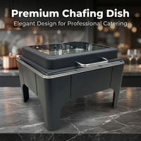 Marmite de cuisson électrique en acier inoxydable noir avec couvercle en acier inoxydable, design européen, pour soupes et bouillons, idéale pour hôtels, mariages, banquets et traiteurs