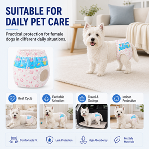 Couches jetables super absorbantes et anti-fuites pour femelles chiennes, culottes hygiéniques ajustables pour animaux de compagnie, vente en gros OEM - Product Image 5