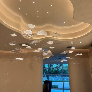 ANNO Modern Glass Lotus <strong>Leaf</strong> Pendant Lamp Custom Chandelier <strong>Light</strong> for Villa Decor - Product Image 4