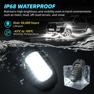 12Pods camion nuit avertissement néon <span class=keywords><strong>LED</strong></span> Rock <span class=keywords><strong>Light</strong></span> Kit voiture métal pur blanc étanche garde-boue lumière - Product Image 6