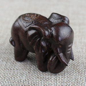 Vietnamese Agarwood <b>Elephant</b> Figurine Hand-held Tabletop Ornament Greywood Carving Small Animal Sculpture - Product Image 1