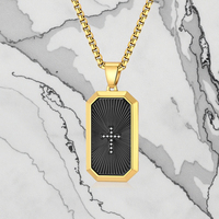 Éventail pliant Texture bicolore collier électrolytique pendentif en acier au titane à la mode accessoires de mode hip-hop audacieux pour hommes