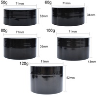 50g 60g 80g 100g 120g 150g 200g 250g 500g Rundes schwarzes Kosmetik-Plastikglas Langlebiges auslaufsicheres PET-Cremeglas