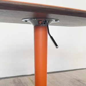 Saddle Leather Side <b>Table</b> 360 Rotating Height <b>Adjustable</b> Sofa Bedside <b>Table</b> Wooden Feet Natural Finish - Product Image 2