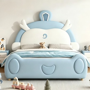 Juego de Cama Infantil Azul Popular, Cama Infantil con Diseño de Princesa de Dibujos Animados, Cama para Niños y Niñas con Tobogán, Muebles para Dormitorio - Product Image 3