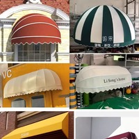 Toldo fijo trapezoidal curvo estilo francés de aleación de aluminio, manual, plegable, semicircular, para escaparate de tienda con ventana tipo sandía