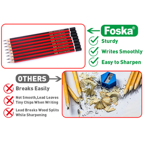 ดินสอกราไฟต์ฟอสก้า รุ่นพิเศษ ทนทานต่อการหัก คุณภาพพรีเมียม มาตรฐานโรงเรียน ไส้ HB สำหรับเขียน วาดภาพ และร่างภาพ - Product Image 2