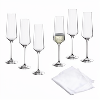 Premium 200ml heldere kristallen champagneglazen met lange steel, minimalistisch design, voor bruiloften, restaurants en bars.