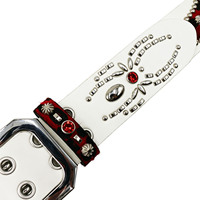 Ceinture en cuir blanc gaufré crocodile avec patch en fourrure de léopard, rivets et strass, style punk, pour hommes et femmes, streetwear
