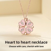 Collier de mode trèfle à quatre feuilles en gros pour femmes, bijoux à porter de deux façons, design touchant, cadeau