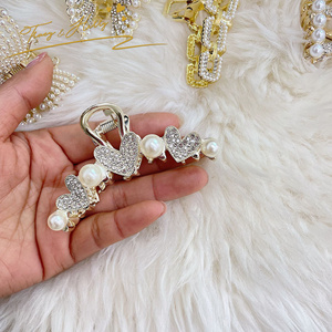 Accessoires <span class=keywords><strong>pour</strong></span> cheveux <span class=keywords><strong>pour</strong></span> femmes européennes Tracy & Herry, strass brillants, tempérament diamant, <span class=keywords><strong>perle</strong></span>, métal, pinces à cheveux, pinces - Product Image 6