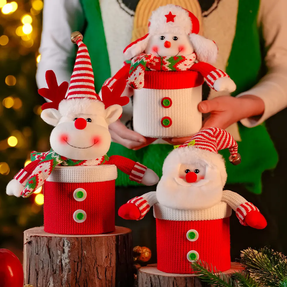 Pot de rangement en papier bonbon mignon boîte de rangement pomme cadeau de Noël décoration pot en papier bonbon