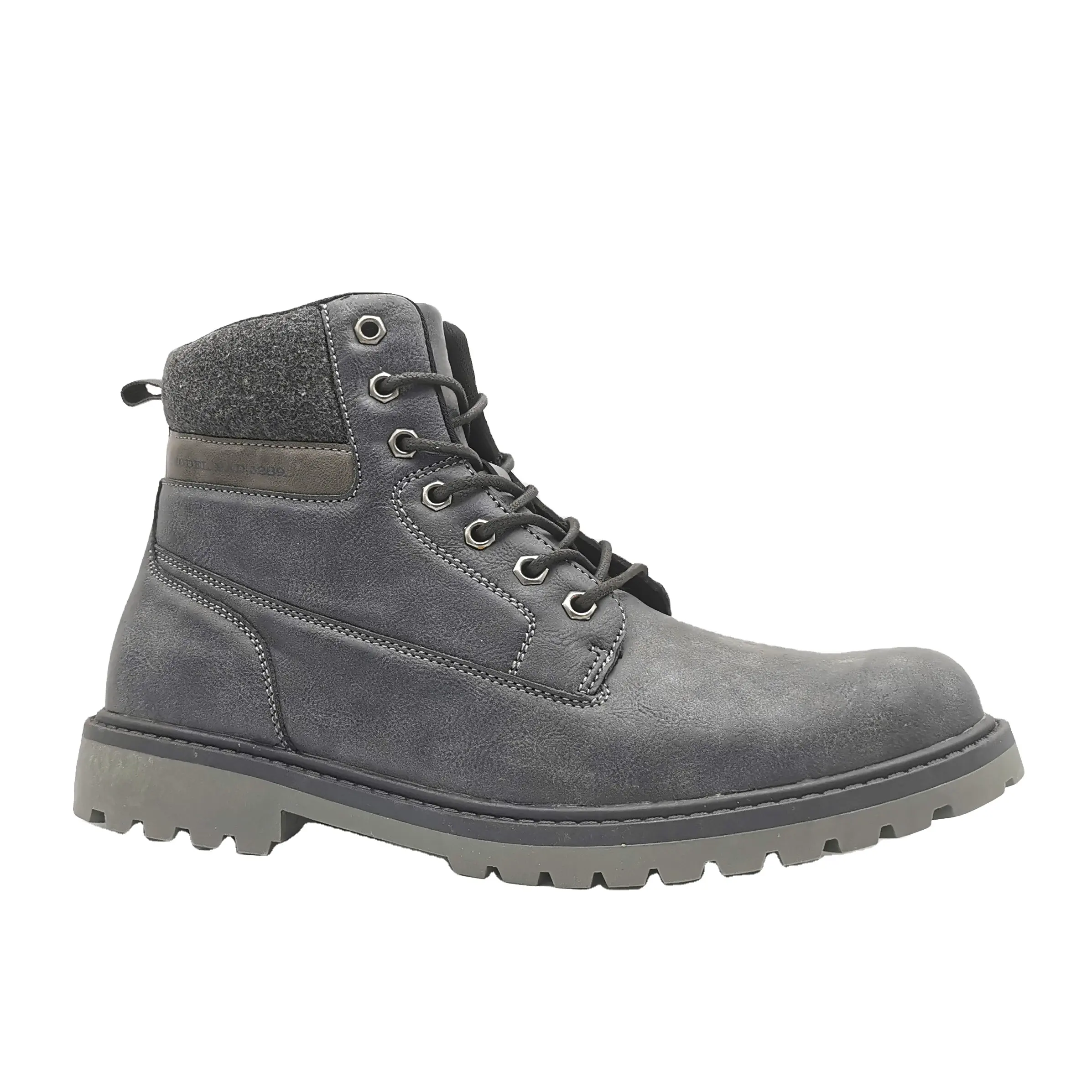 Sepatu bot semata kaki bertali leher rendah pria, empuk nyaman dengan sol jaring antiselip untuk penggunaan luar ruangan di musim dingin
