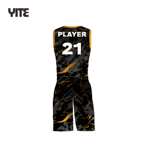 Tùy Chỉnh Người Đàn Ông Bóng Rổ Đồng Phục Đầy Đủ Thăng Hoa In Màu Đen Và Vàng Màu Bóng Rổ Đội Đồng Phục Bộ - Product Image 3