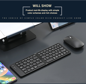 คีย์บอร์ดพกพาพับได้ไร้สายขนาดกะทัดรัดชาร์จไฟได้สำหรับ iPad iPhone สมาร์ท<span class=keywords><strong>โฟน</strong></span>แท็บเล็ตแล็ปท็อป - Product Image 2