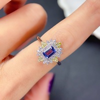 Factory Wholesale Fashion Luxury 925 Sterling Silver Natural Trending Tanzanite Ring for Women's Wedding Party Birthday Gift