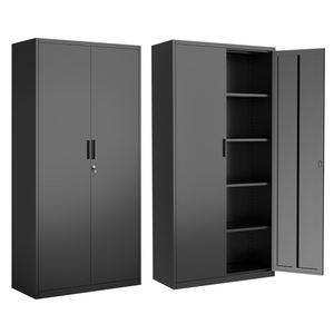 <span class=keywords><strong>Armoire</strong></span> <span class=keywords><strong>de</strong></span> classement métallique à 2 portes avec étagères, <span class=keywords><strong>armoire</strong></span> <span class=keywords><strong>de</strong></span> <span class=keywords><strong>rangement</strong></span> en acier adaptée aux besoins d'organisation du garage, du bureau et <span class=keywords><strong>de</strong></span> la maison - Product Image 1