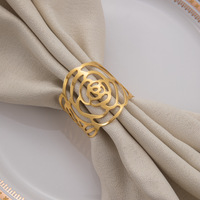 Anneau de serviette blanc électroplaqué motif papillon, écologique, style ajouré sculpté pour la décoration de table de mariage