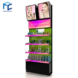 Nieuwe Ontwerp Houten Cosmetische Kiosk Stands/Houten Muur Display Showcase/Parfum MDF Display