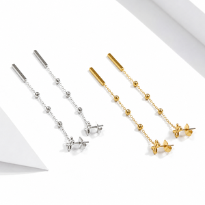 Pendientes de Cadena con Forma de Mariposa, Acero Inoxidable, Chapado en Oro de 14K al Vacío - Product Image 1
