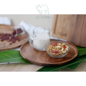 Akasya yuvarlak ahşap tepsi servis tepsisi mutfak suplalar ve yemekleri plaka meze - Product Image 2