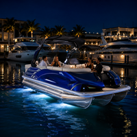 Perahu Pontong Aluminium Desain Baru 22ft, 12 Orang, Dek Pancing, Konsol Layar, Trailer Dapat Disesuaikan (Opsional), Mesin Luar 200HP