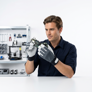 Gants de travail en cuir antidérapants JNA GROUP blancs et gris avec bracelet réglable, gants de sécurité polyvalents, épaisseur 4 mil, sans silicone - Product Image 5