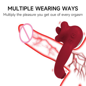 Siliconen Haanring Vibrator Speelgoed, 10 Mode Trilling Tong Likken Clitoris Tepel G Spot Stimuleren Penis Vertraging Ejaculatie Seksspeeltje - Product Image 3