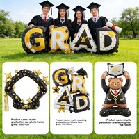 Nouvel Ours de Remise de Diplôme 2026 – Cadre Photo GRAD, Ballons en Film Aluminium à Fixation sur Carte, Décorations de Fête pour la Saison des Remises de Diplôme