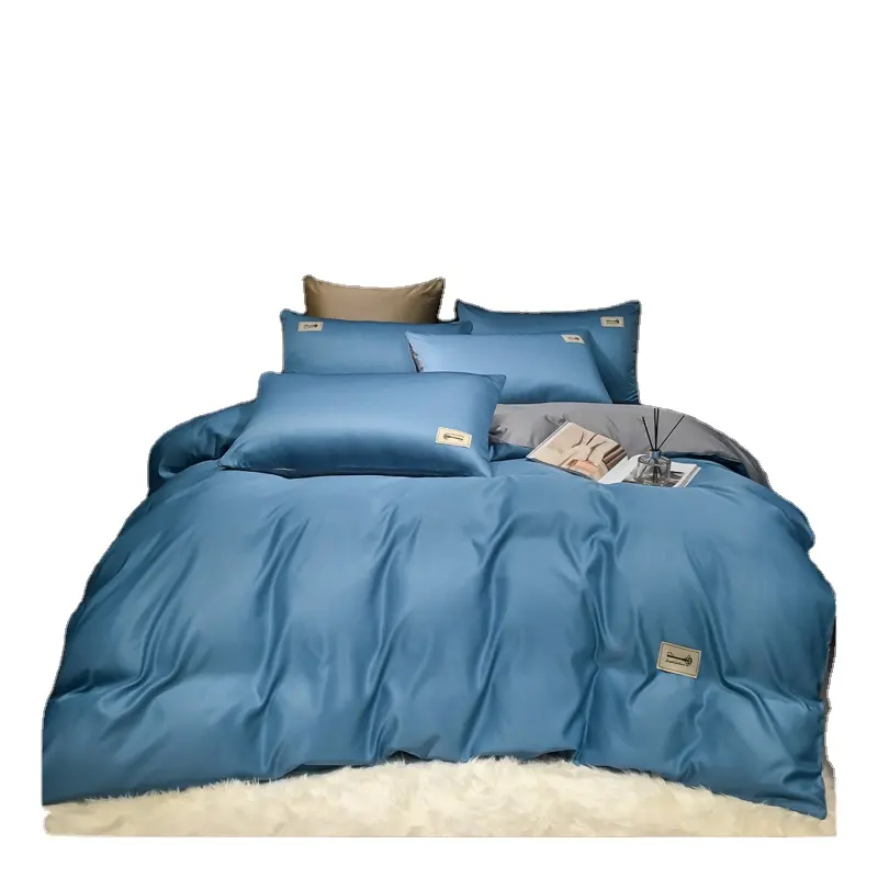 European style luxury 100% Tencel Bed Linen Luxury Bedding Sets Stripe Design Duvet Cover Set Custom Solid Quilt Cover Set Hotel