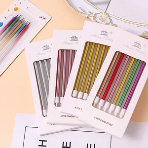 生日蜡烛 快乐时刻锥形蜡烛 生日镀金银彩色蜡烛 带PP支架蛋糕蜡烛 - Product Image 4