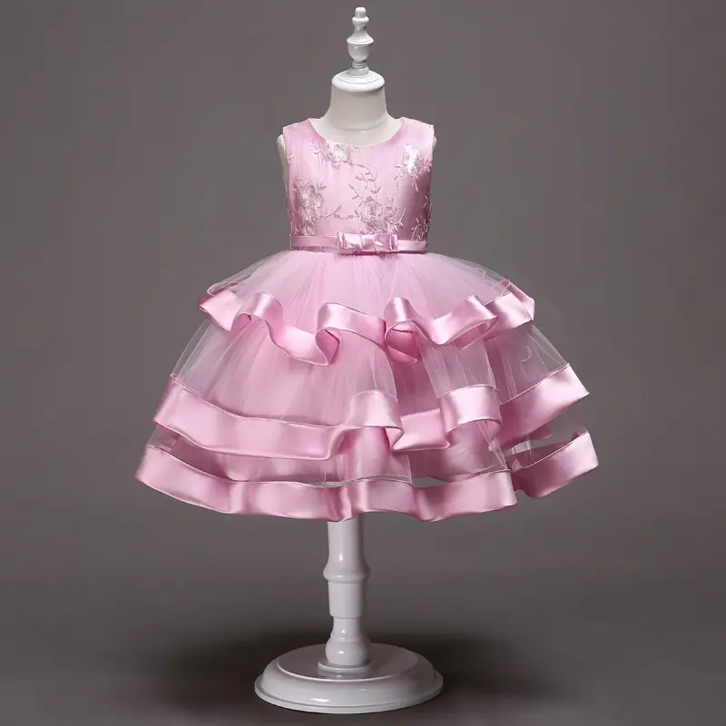 2091 roupa Dos Miúdos Do Bebê Meninas Moda Nome Vestido Plissado Pequena Princesa vestido Da Menina Para A Festa de Casamento