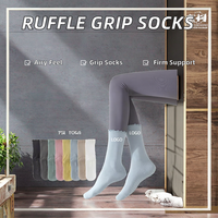 Chaussettes de compression personnalisées sans couture, tricotées, à volants, respirantes, pour le yoga, la barre, le Pilates, usage quotidien, avec manchette de maintien.