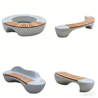 Y159 Banc de jardin hexagonal de luxe en fibre de verre et bois, pot de fleurs intégré, siège moderne pour extérieur/intérieur, chaise d'attente pour jardin, hôpital, maison, bureau