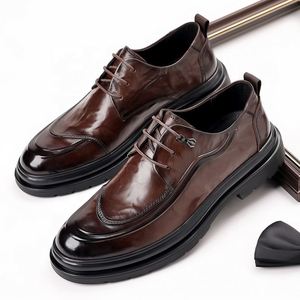 <span class=keywords><strong>Zapatos</strong></span> de negocios de cuero con <span class=keywords><strong>cordones</strong></span> para hombre de alta calidad, vestido formal e informal de oficina suave antideslizante para ocio de primavera - Product Image 3