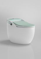 Toilette intelligente haut de gamme colorée à poser au sol avec télécommande, siège chauffant et évacuation en S