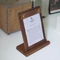 Support de table en bois de noyer, présentoir de menu et de prix en bois massif pour la décoration de bureau et de table